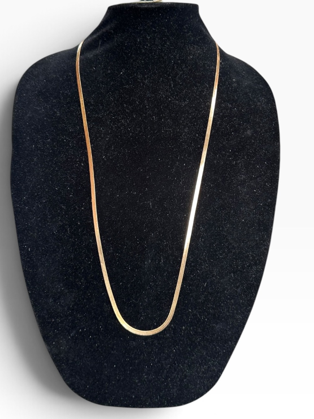 Vintage gold-tone herringbone snake chain necklace
